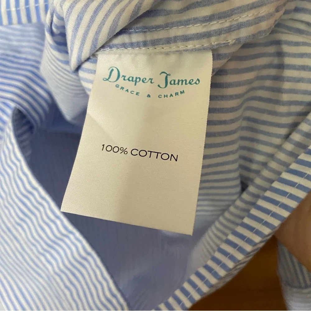 Draper James blue striped dragonfly blue and white button up top - Picture 5 of 5
